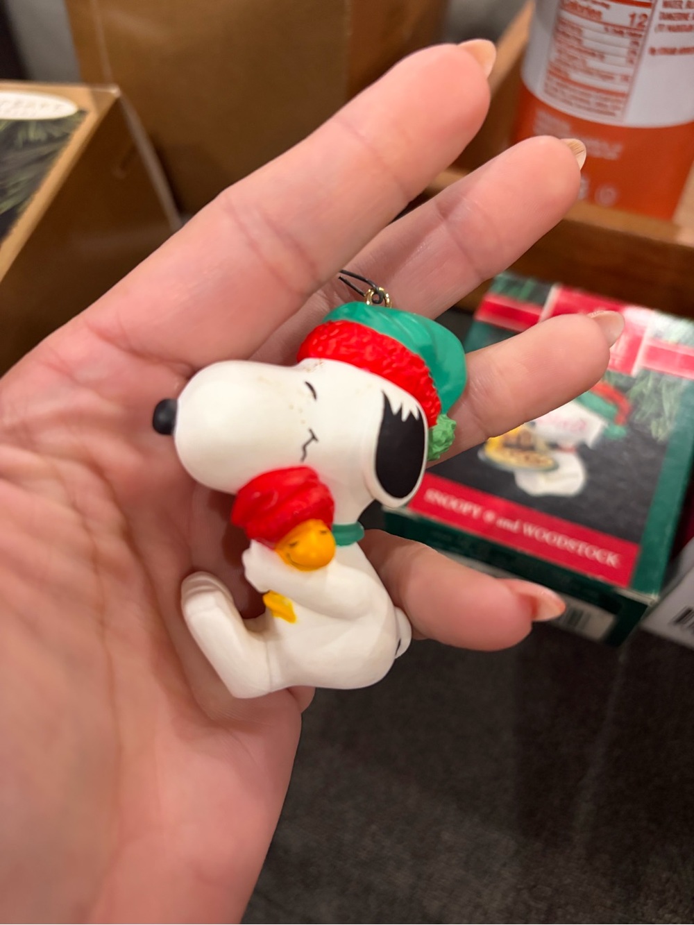 Hallmark Snoopy & Woodstock Dog Ornament - White, Red & Green